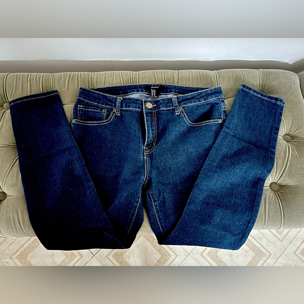 Forever 21 Size 30 Dark Denim Stretch Skinny Jeans Jeggings Classic Stitch F21